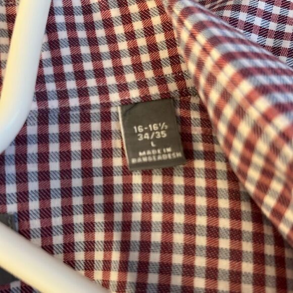 Michael Kors mens shirt Size L slim fit 100% cotton checkered button long sleeve - Picture 7 of 8